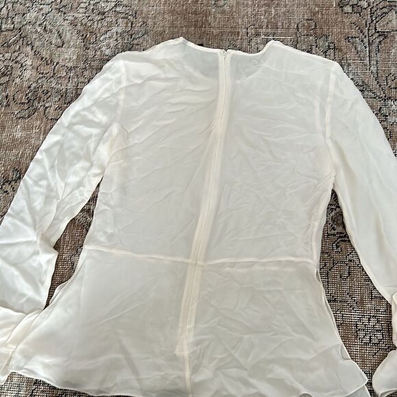 Theory Long-Sleeve Peplum Top in Silk Georgette - Picture 7 of 8